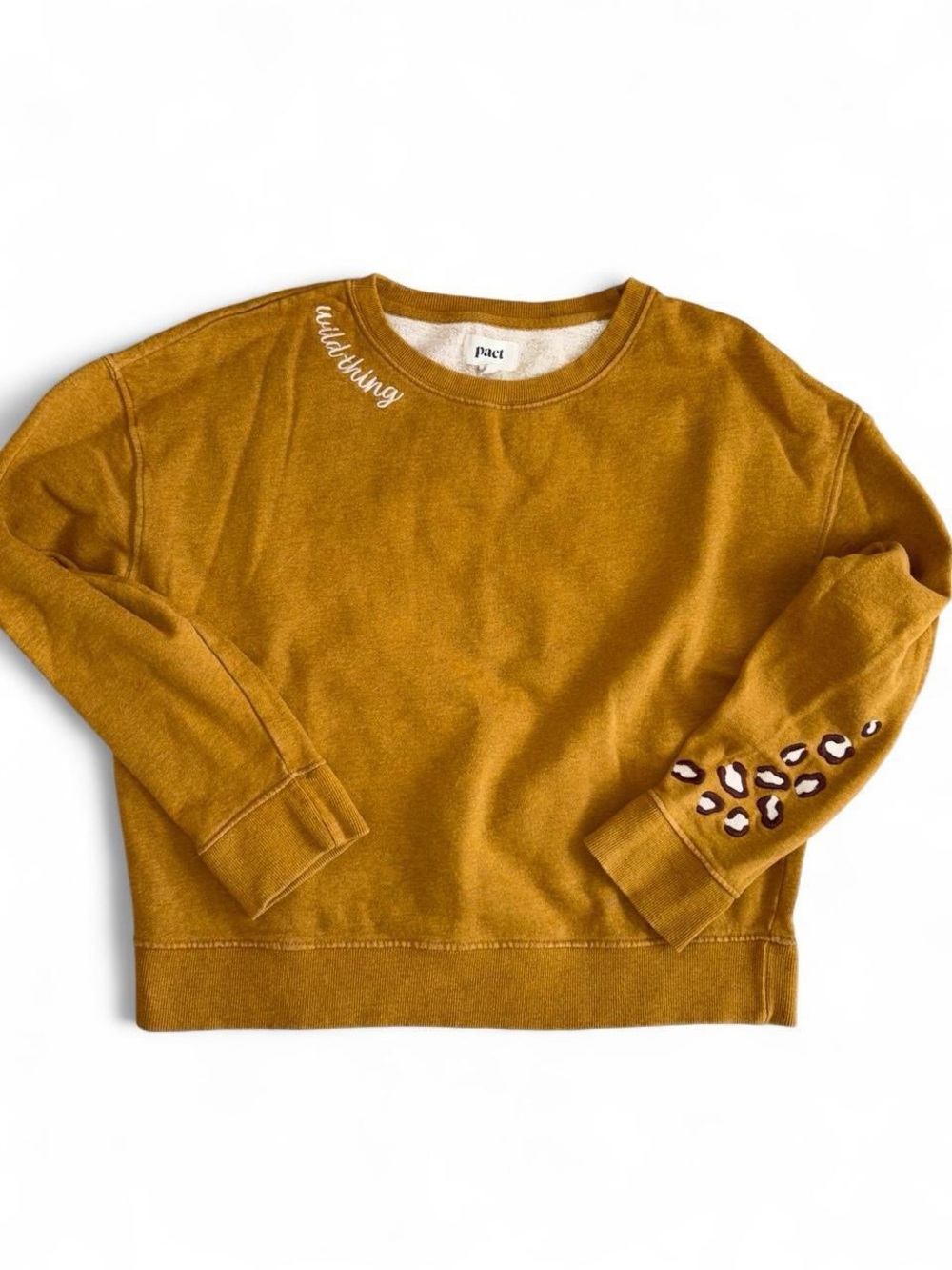 Pact Organic Cotton Mustard Yellow Fleece Sweatshirt Size Medium Loungewear Prep